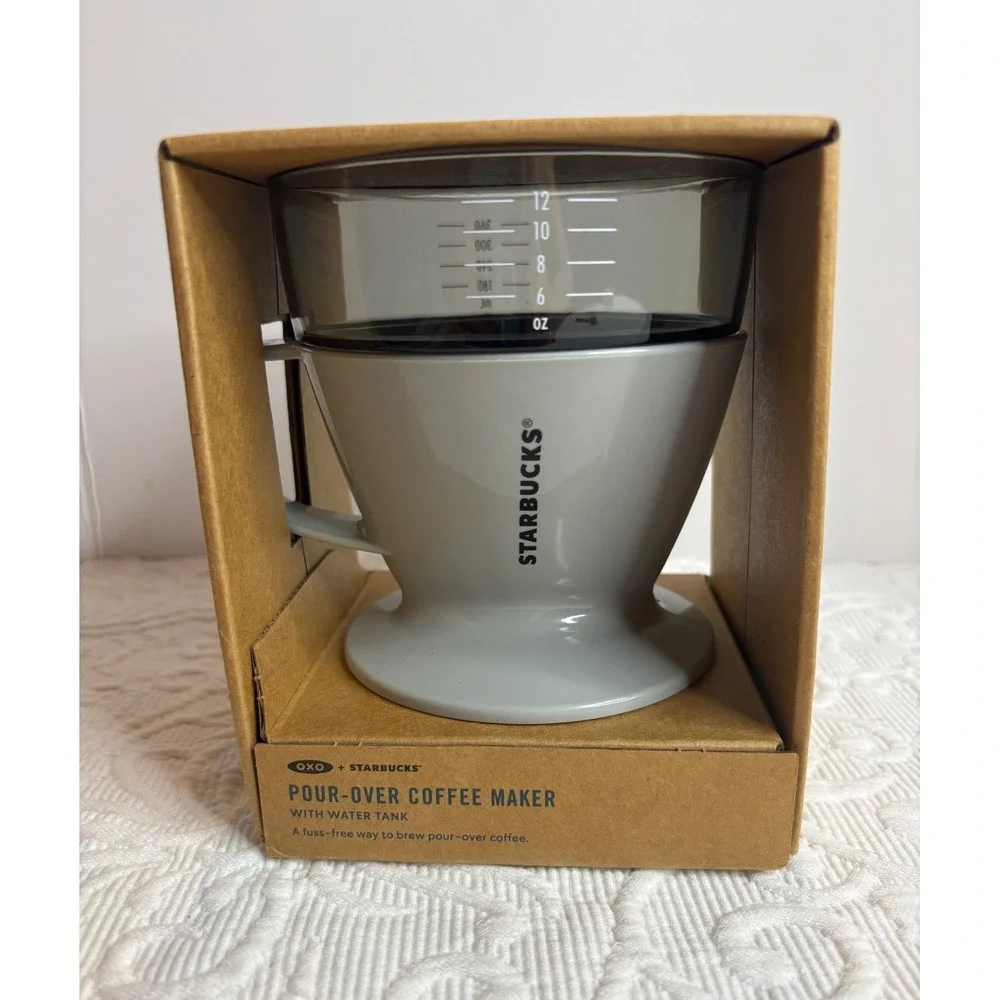 Starbucks OXO Pour-Over Coffee Maker with Water Tank Grey Single Serve New